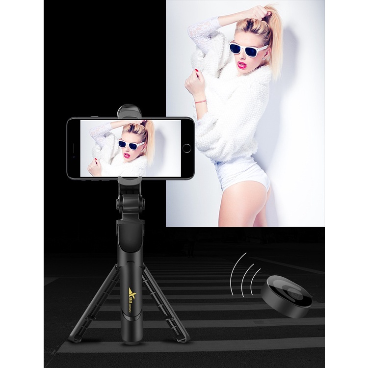 Chân Giá Đỡ Điện Thoại Chụp Hình Tự Sướng Selfie Đế 3 Chân Bluetooth