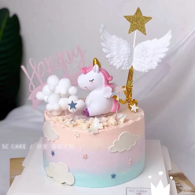 Ngựa unicorn trang trí bánh phụ kiện sinh nhật