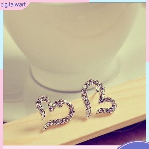 Cặp khuyên tai hình trái tim đính đá lấp lánh sang trọng cá tính dành cho nữ