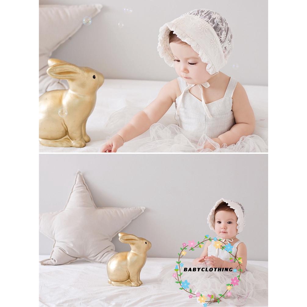 ღWSVღSummer Breathable Hat Newborn Baby Hollow Small Flower Sun Hat Kids Lace Hat