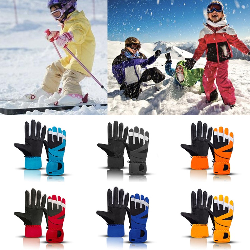 Găng Tay Giữ Ấm Dày Dặn Chống Gió Chống Thấm Nước Dùng Trượt Tuyết / Đạp Xe Cho Bé B