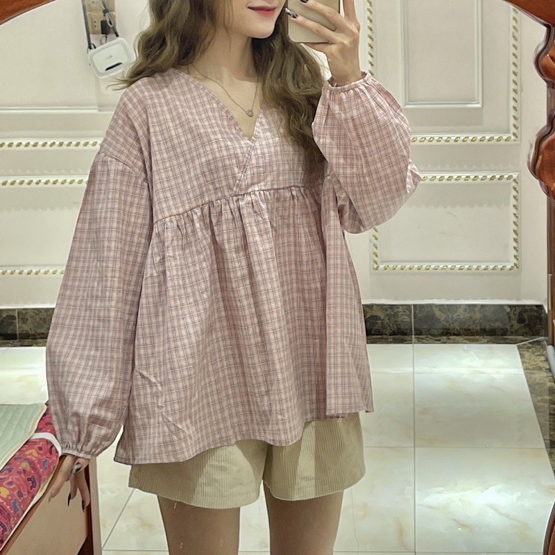 Áo babydoll kẻ