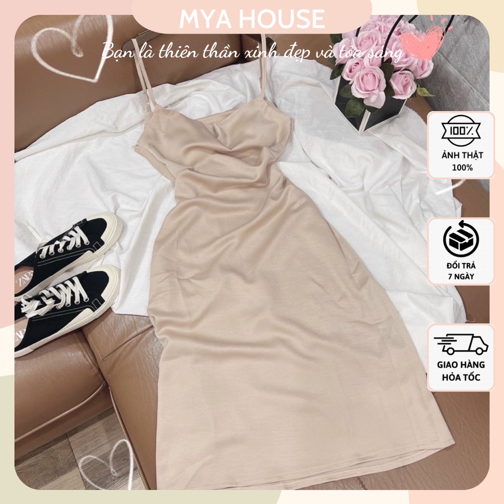 Đầm maxi phi lụa cổ đổ 2s nude