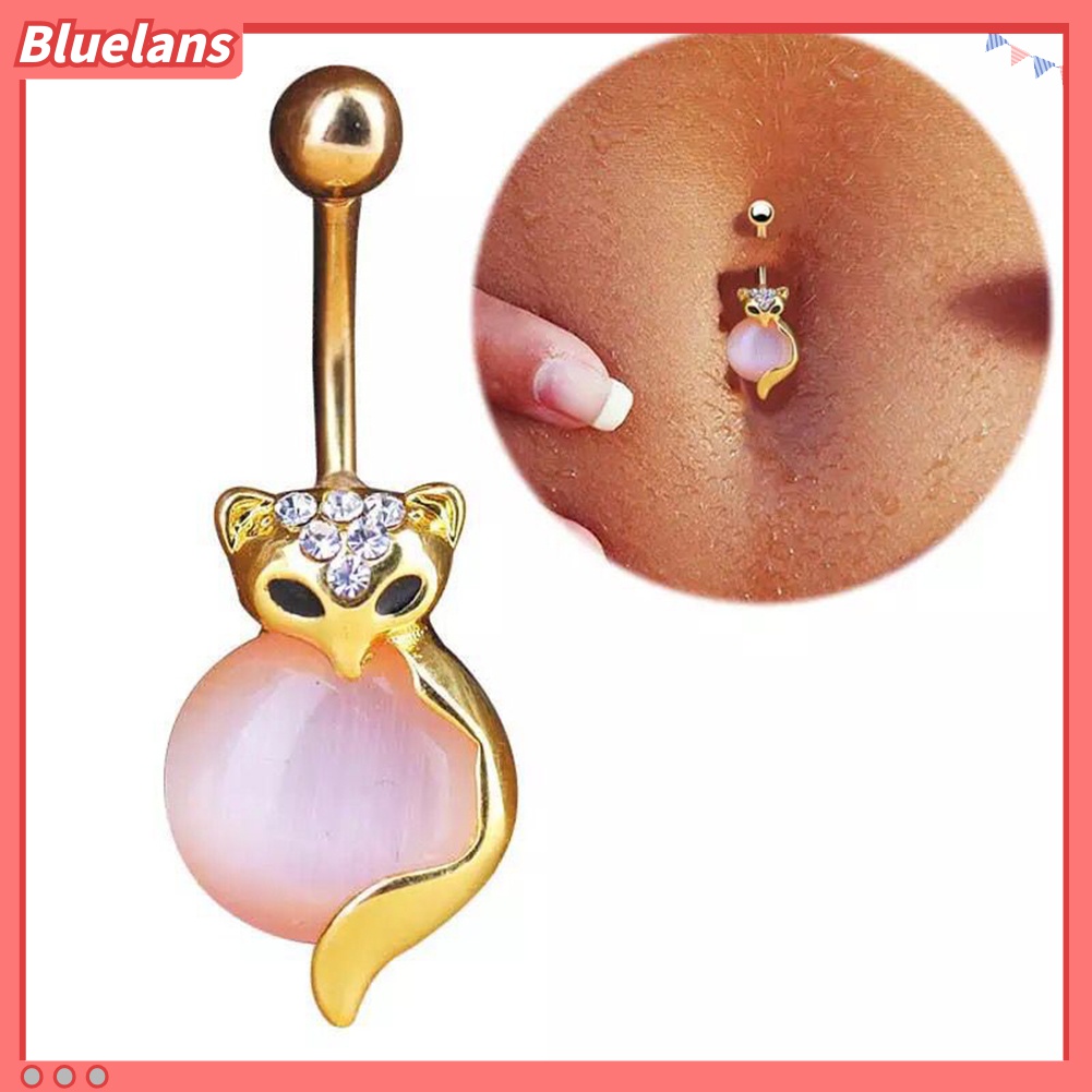 Khuyên Rốn Hình Cáo Đính Đá Opal Dễ Thương