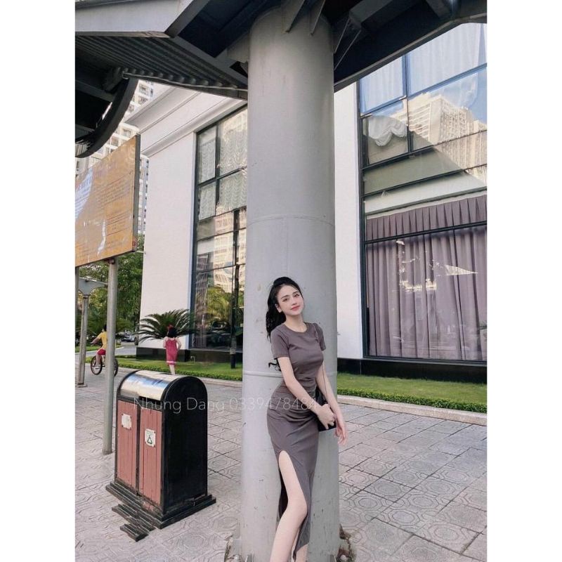 Đầm Thun Borip Ôm Body Tay Ngắn Dáng Dài Maxi Xẻ Tà Siêu Sexy | BigBuy360 - bigbuy360.vn