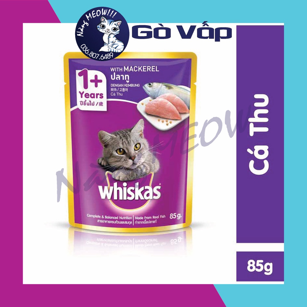 Pate Whiskas Mèo Lớn Thức Ăn Dinh Dưỡng Cho Mèo Gói 80G