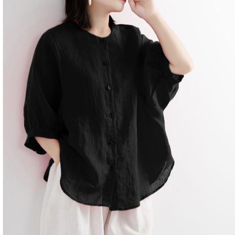 【🔥Spot sale🔥】【Eight colors】2021 Hot New Spring and Summer Retro Linen Short-Sleeve Shirt Top Women's Large Size Cotton Linen Casual Shirt Thin Loos