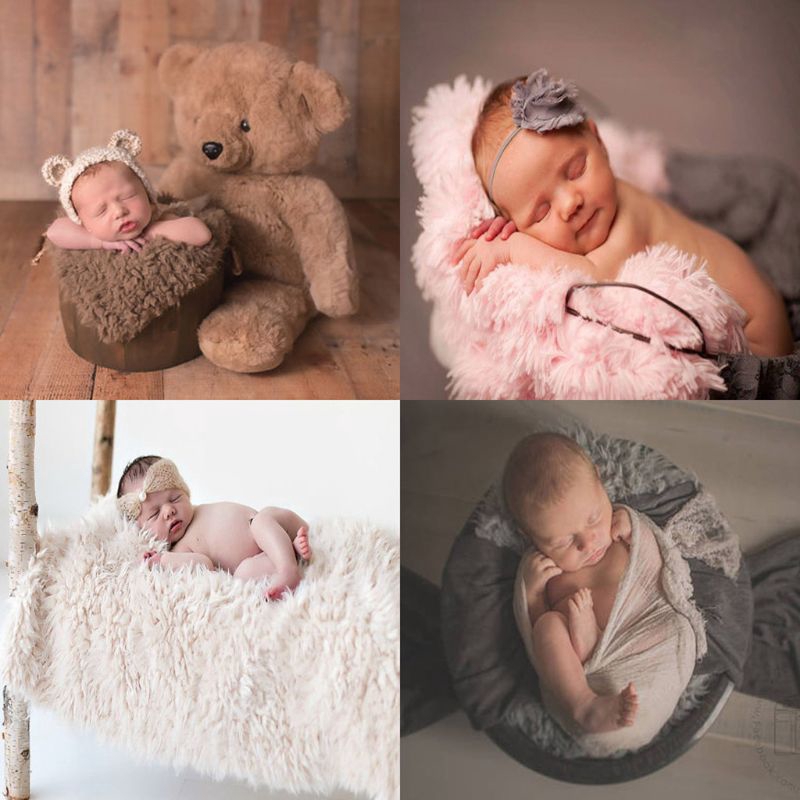 Newborn baby photography props photo blanket soft fur background decorative blanket