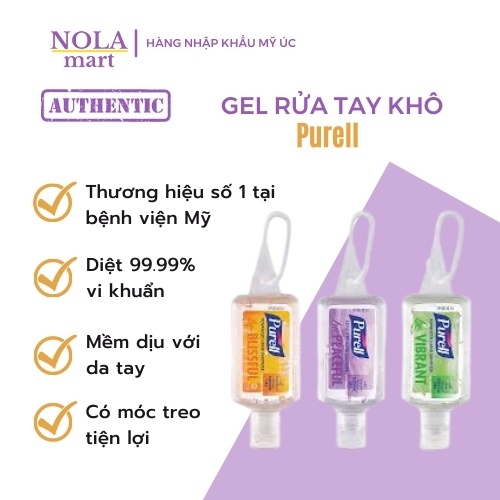 Gel rửa tay khô, nước rửa tay khô Purell kèm móc treo số 1 tại Mỹ diệt vi khuẩn mềm mại với da tay | BigBuy360 - bigbuy360.vn