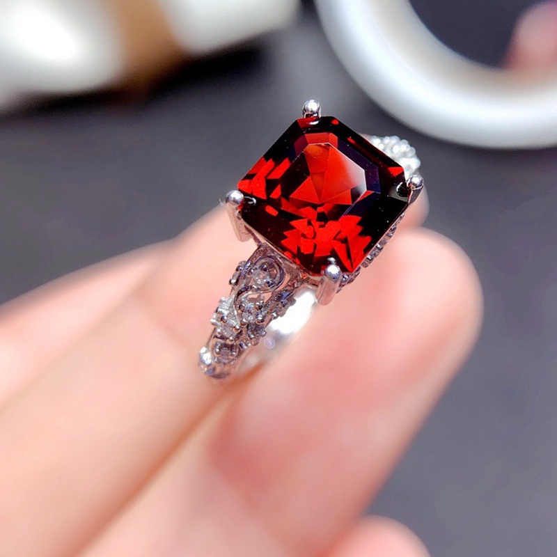 Nhẫn đính đá zircon hình vuông AAA mạ bạc 925 thời trang cho nữ