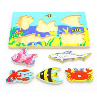 Wooden Children Educational Fishing s Baby Magnetic 3D Jigsaw Funny Game Toys