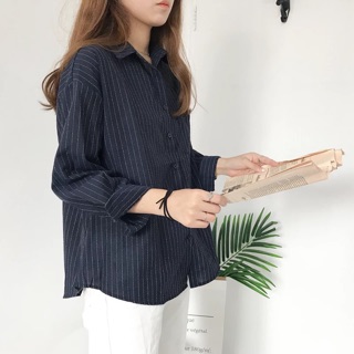 [ẢNH THẬT] Sơ mi sọc nữ ulzzang