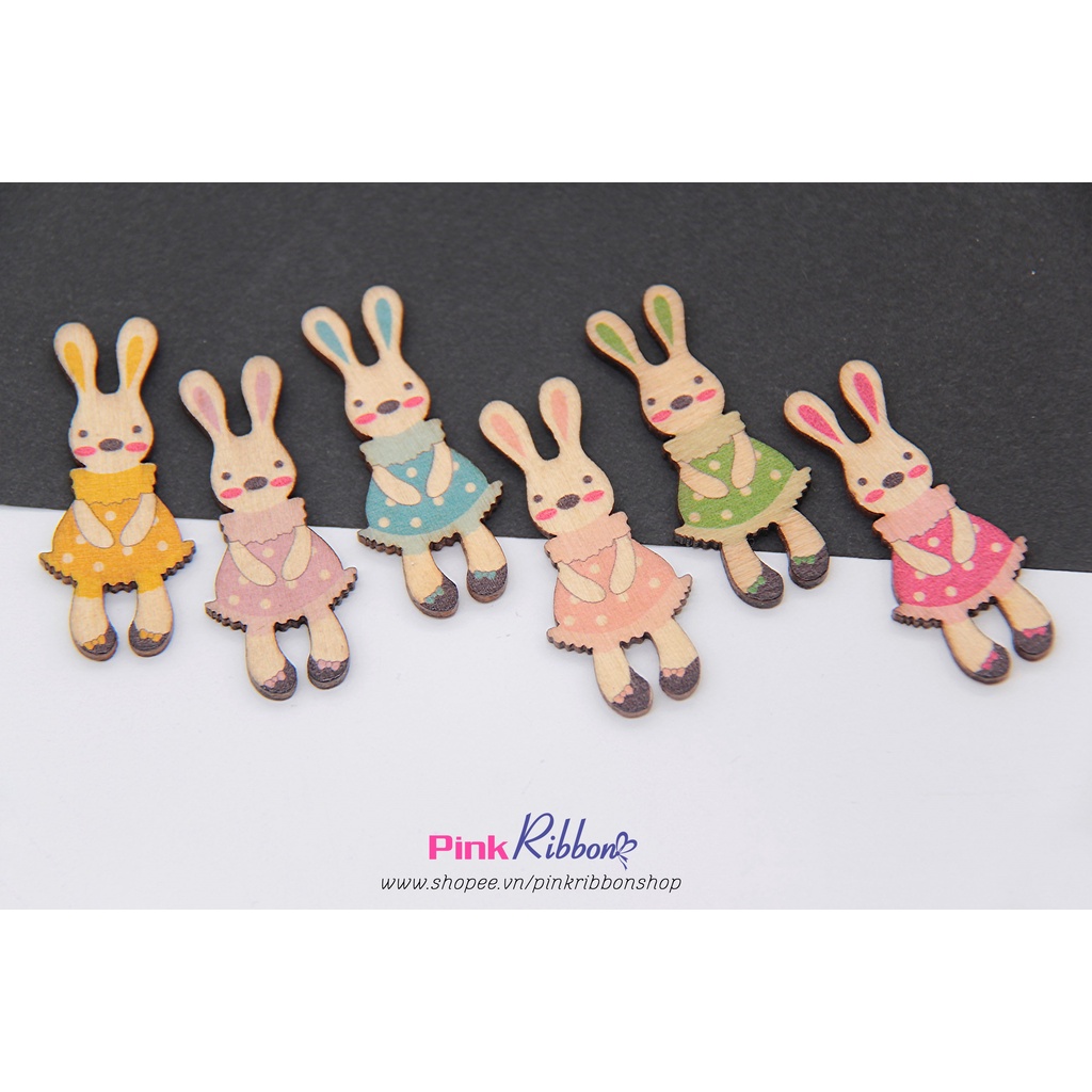 [Set 5c] Thỏ gỗ vintage cỡ 5cm x 2.1cm