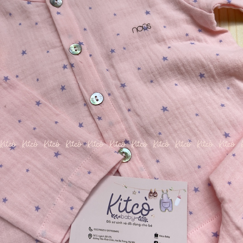 NOUS Bộ dài cài thẳng vải Nu xô Wrinkle