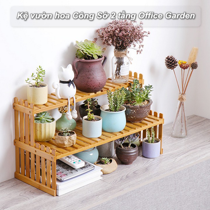 Kệ vườn hoa Công Sở 2 tầng Office Bamboo Garden 30x47cm - Home and Garden