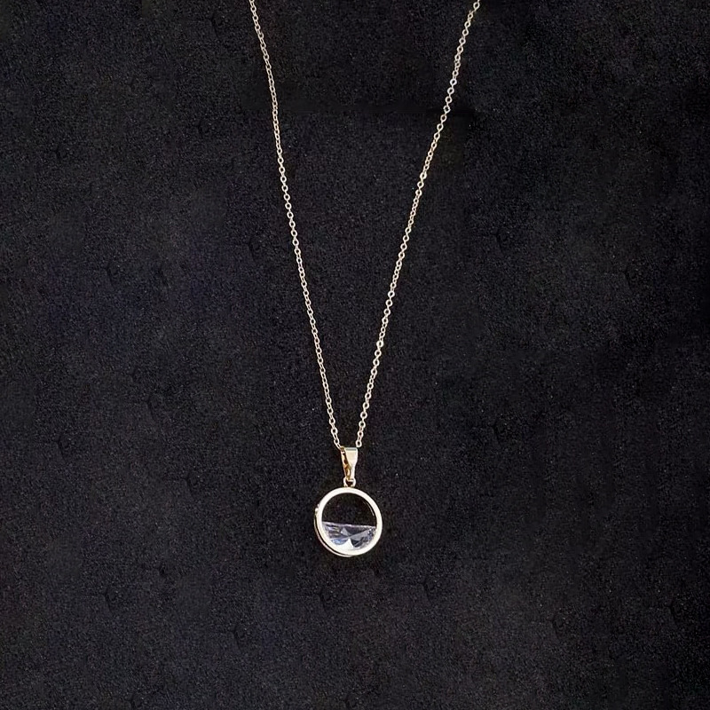 Korean version of semi-crystal silver necklace