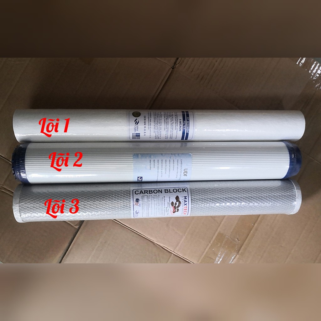 Bộ ba lõi lọc nước 1 2 3  ly lọc 20 inch CHUẨN dùng cho máy ro và bộ lọc thô