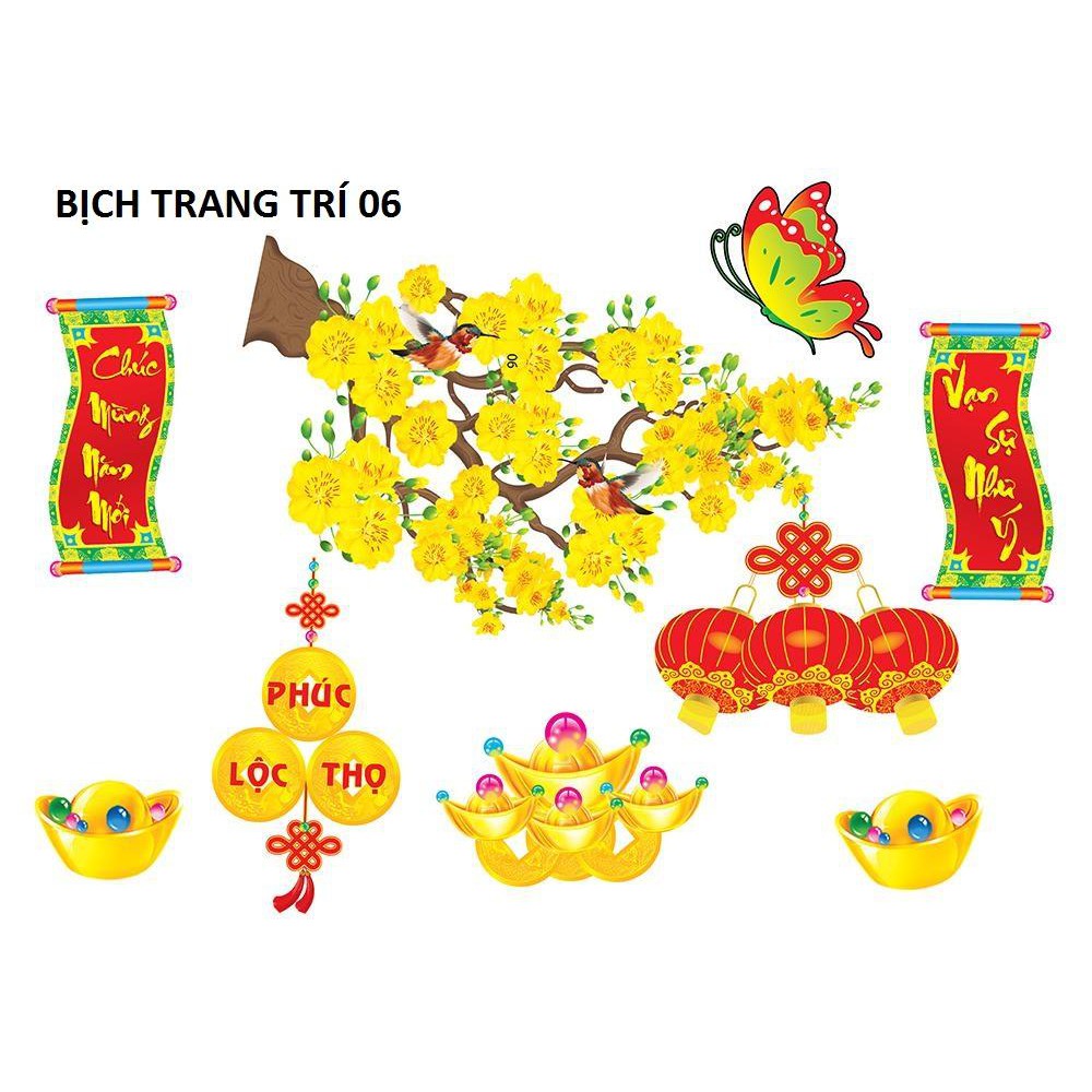 Decal trang trí tết hoa mai hoa đào nổi 4D size nhỏ | BigBuy360 - bigbuy360.vn