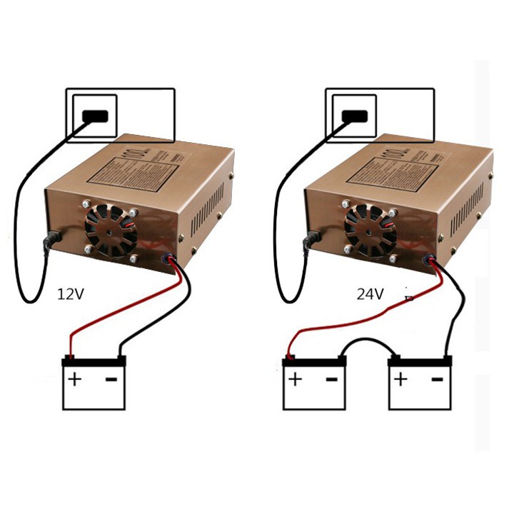 Bộ sạc ắc quy 12v/24v - 200ah, máy sạc bình xe máy ôtô xe tải thông minh tự động ngắt khi đầy