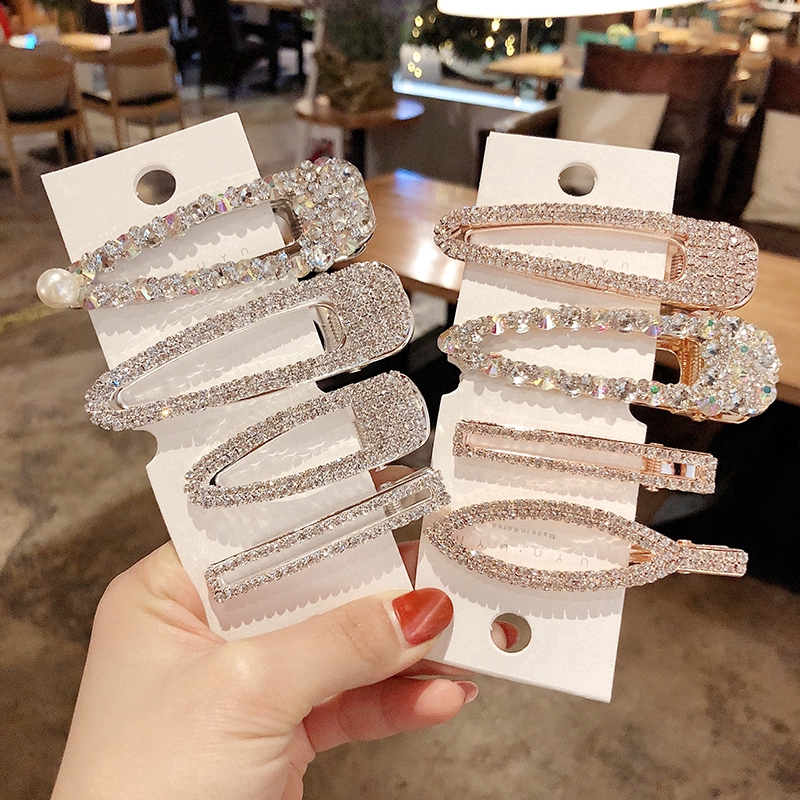 Kẹp tóc thời trang thiết kế đính đá và ngọc trai lấp lánh sang trọng dành cho nữ