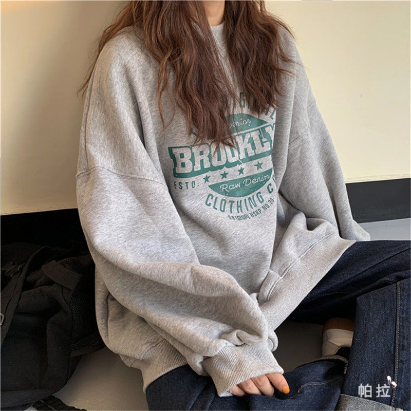 Áo sweater nữ dài tay dáng rộng cổ tròn thời trang thu đông  | BigBuy360 - bigbuy360.vn