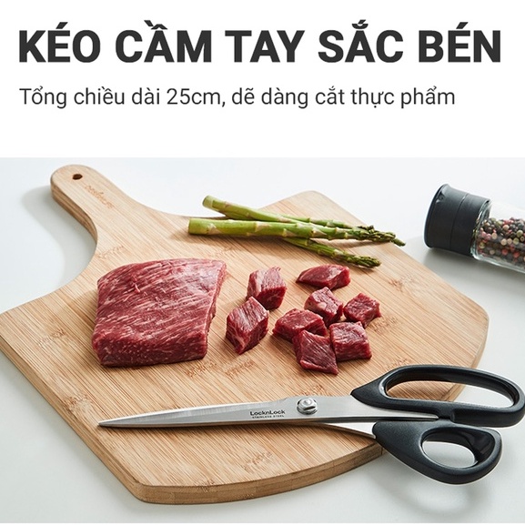 Bộ dao kéo nhà bếp LocknLock thép không gỉ CKK303 CKK304 CKK305 - Hàng chính hãng chuẩn Santoku, chống ăn mòn - JoyMall