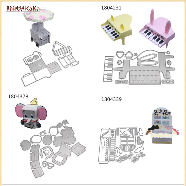 ice cream box Khuôn Cắt Giấy Làm Từ Kim Loại Hình Đàn Piano / Voi / Xe Bán Kem / Voi Trang Trí Scrapbook