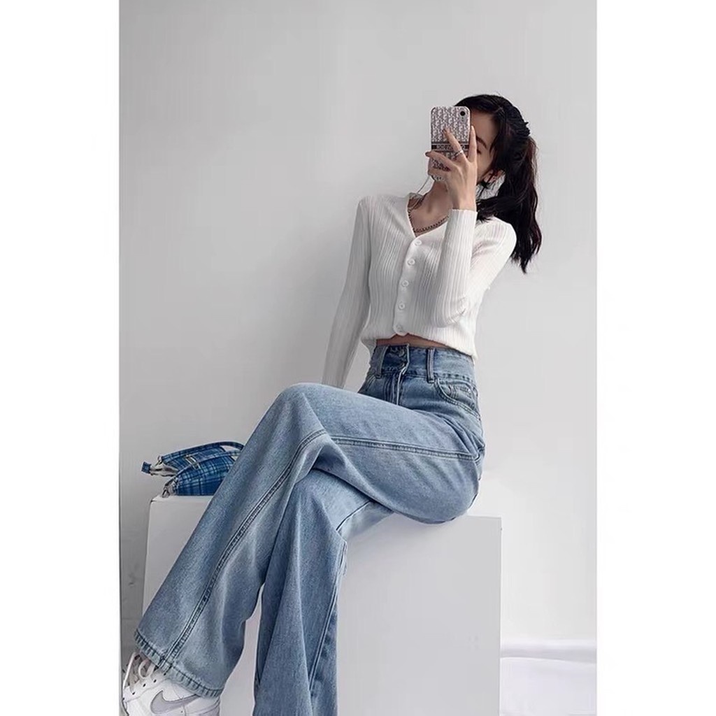 quần jean nữ cạp cao ống xuông siêu hack dáng hàng đẹp (kèm hình thật) | BigBuy360 - bigbuy360.vn