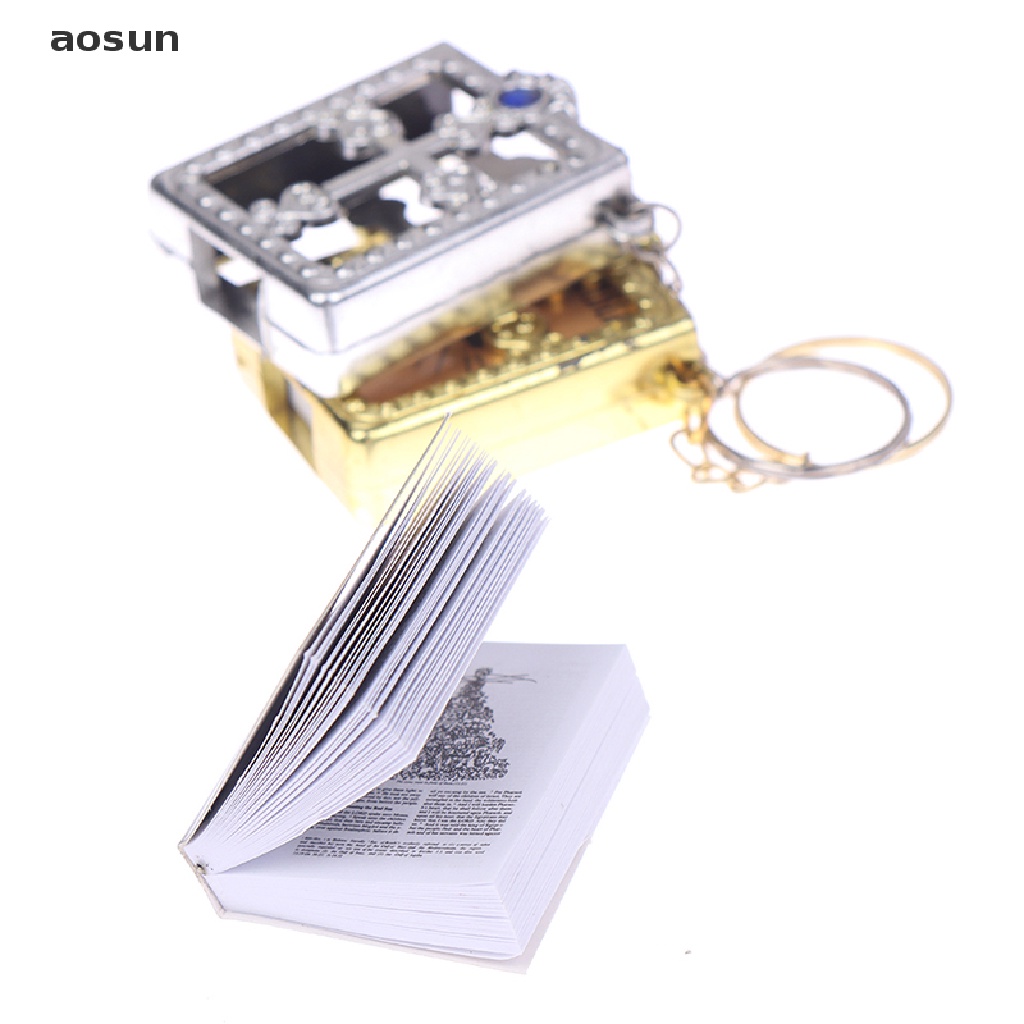 Móc khóa hình quyển kinh thánh mini bằng tiếng Anh kiểu tôn giáo cơ đốc chúa Giêsu trang trí túi xách/ làm quà tặng