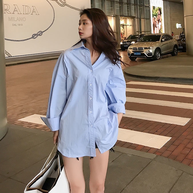 Áo sơ mi tay dài cổ chữ V thời trang Hàn Quốc dành cho nữ