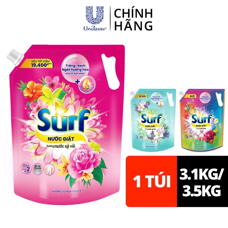 Nước giặt Hương Xả Vải Surf túi 2kg8