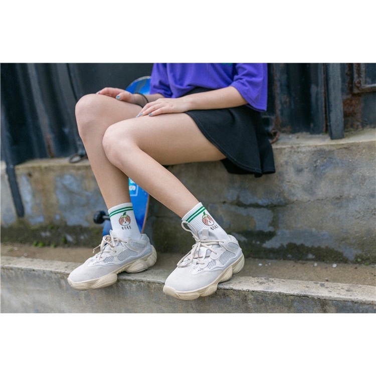 Set 5 đôi tất cổ cao Bivota vớ nữ trắng hàn quốc cún con đáng yêu T39