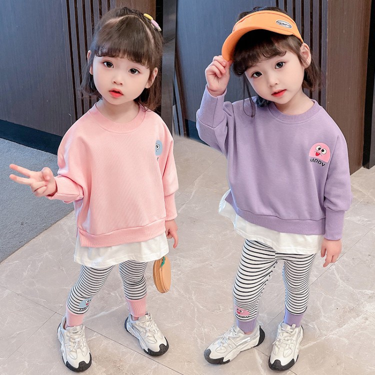 BTG1 Size80-120 (6-21kg) Set bộ thun bé gái (áo quần co giãn) Thời trang trẻ Em hàng quảng châu