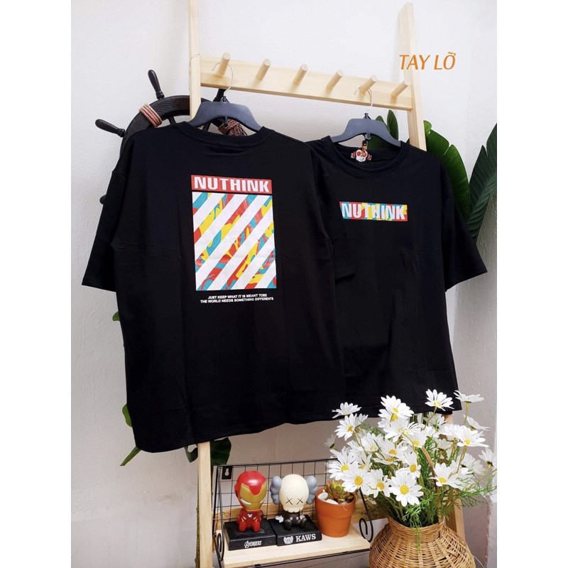 Áo thun tay lỡ unisex kẻ sọc NUTHINK