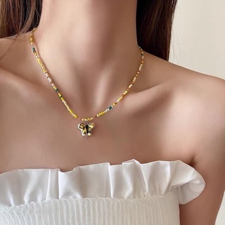 Vòng cổ hạt cườm charm bươm bướm