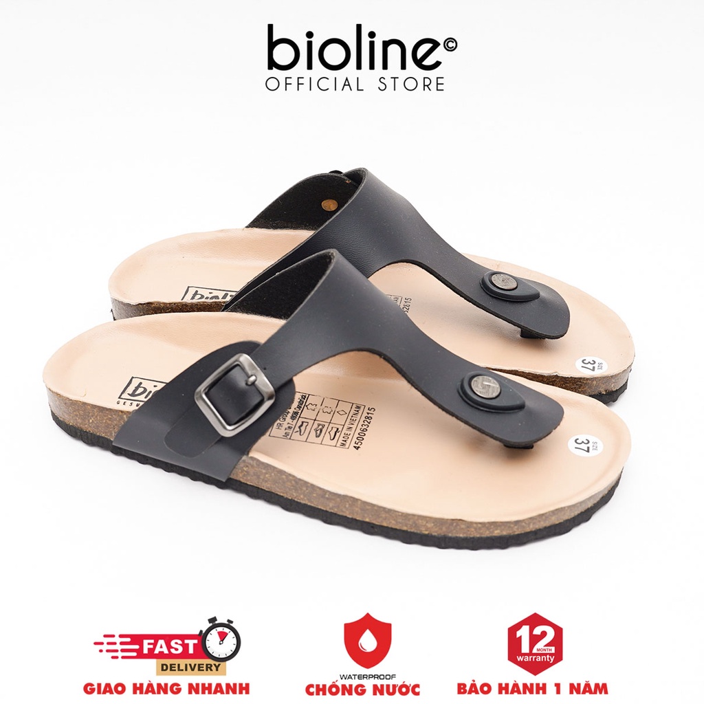 PUK07-CHỐNG NƯỚC - Dép đế trấu Birken chính hãng Bioline Official nam nữ Unisex, xỏ ngón, da PU cao cấp, dép công sở
