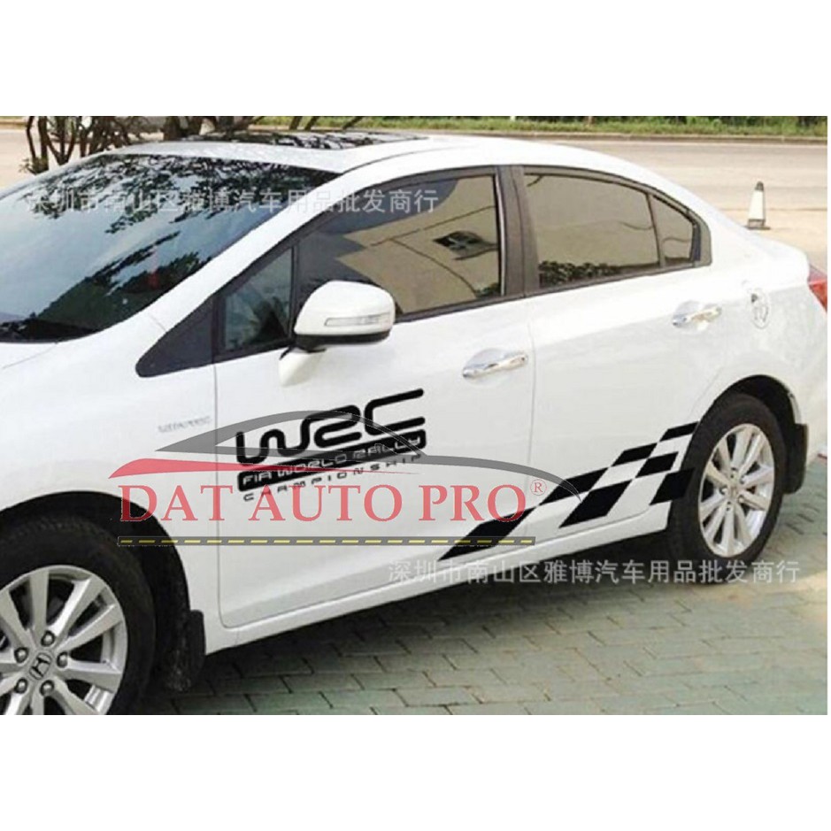 Tem Dán thân xe oto WRC Đen.