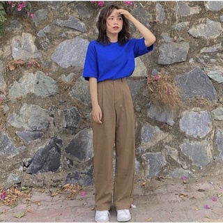 Áo thun BASIC TRƠN xanh coban FREESIZE chuẩn form đứng dáng