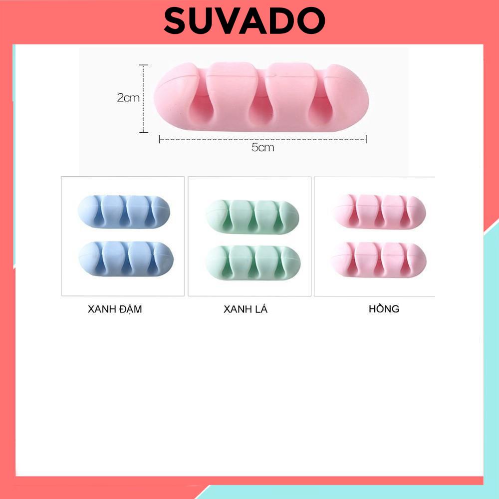 Kẹp Dây Điện Dán Tường Cố Định Chống Rối Giữ Dây Cáp Sạc Silicone 3 Lỗ Tiện Dụng A629 SUVADO