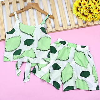 Md bộ đồ quần lửng hoa nhí áo trắng dây bé gái cao cấp msđ