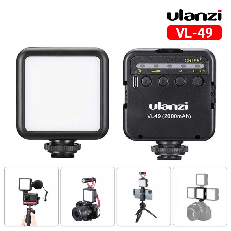 Đèn Led trợ sáng mini Studio Ulanzi VL49 phiên bản mới có tích hợp pin 2000Mah dùng cho điện thoại, máy ảnh