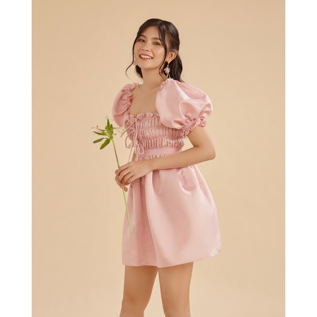 Đầm chữ A tay bồng màu hồng SheByShj - Candy Dress