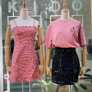Đầm dây caro đỏ kido
