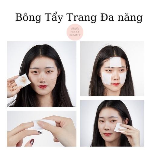 Bông tẩy trang cosmetic Cotton Pinky Beauty 230 Miếng 3 Lớp Mềm Mại