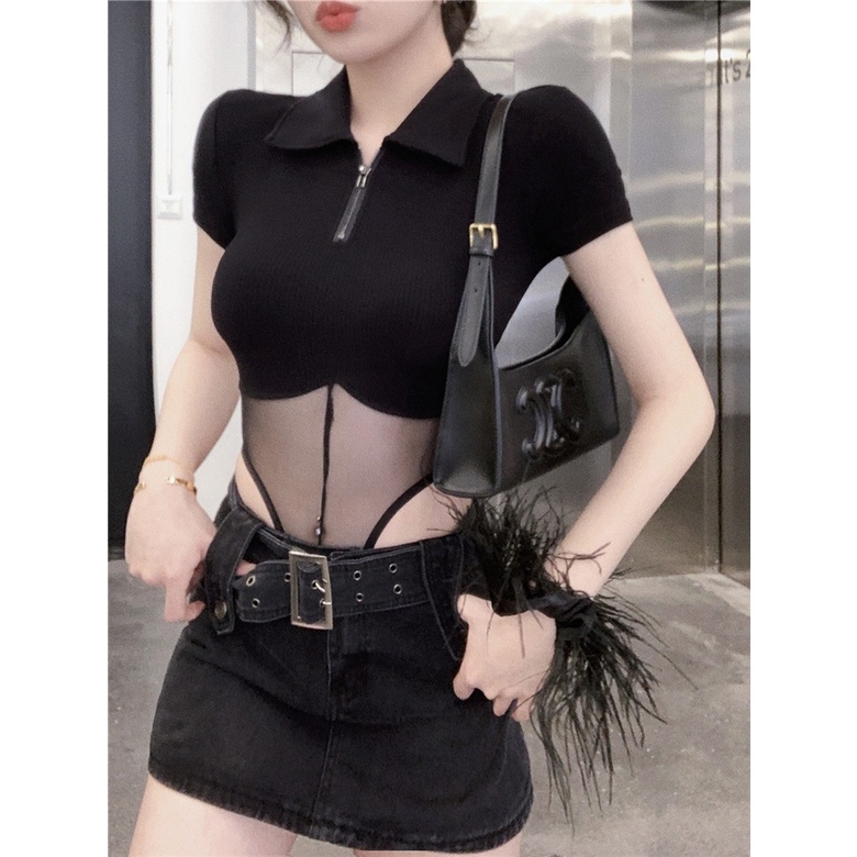 Chân Váy denim Dáng Chữ A Lưng Cao Màu Đen Phong Cách Hàn Quốc Thời Trang Cho Nữ