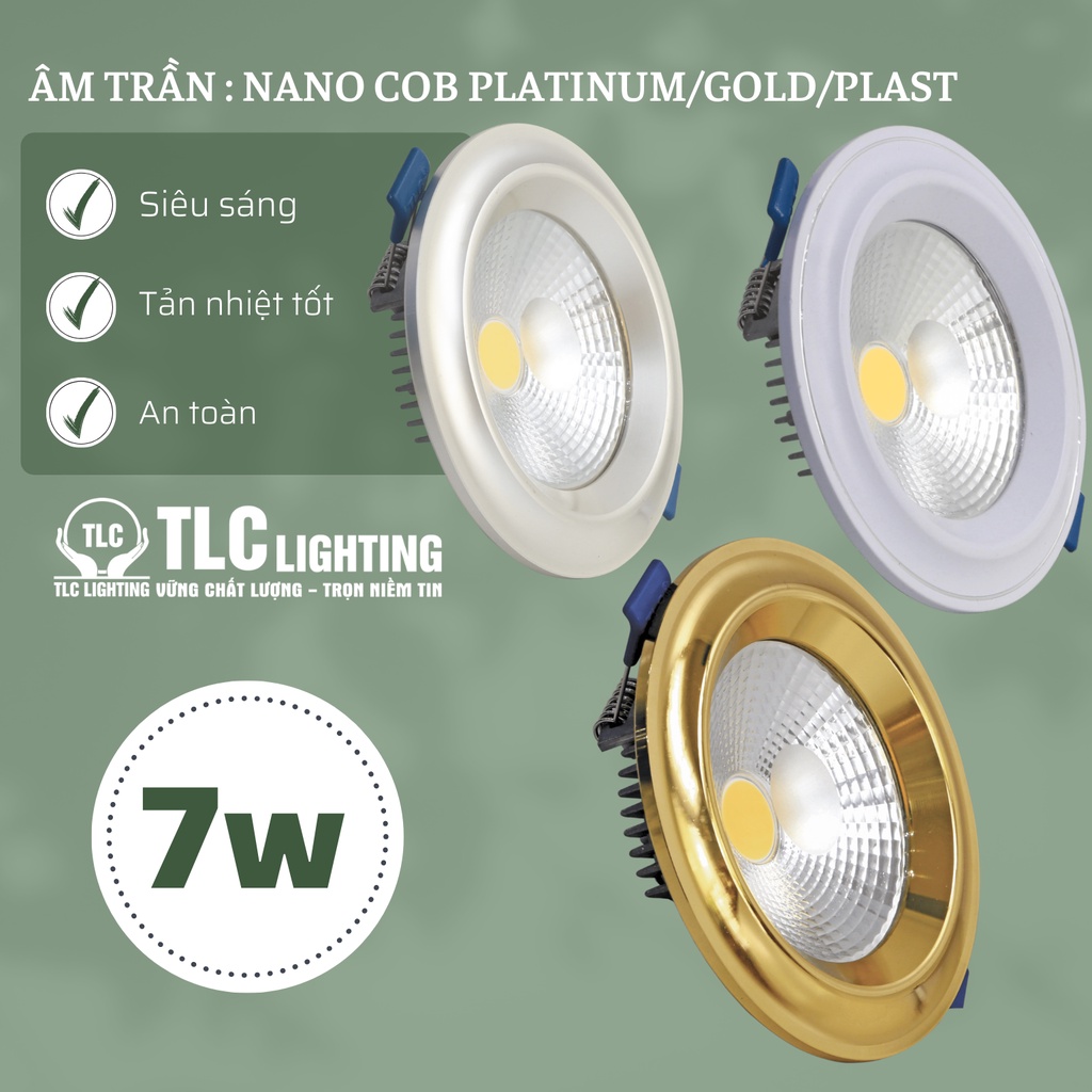 Đèn Led Âm Trần, Bóng Đèn LED Âm Trần Mặt Công Nano Cob Công Suất 7W Hiện Đại Của TLC, Chip LED Osram - BH 2 NĂM