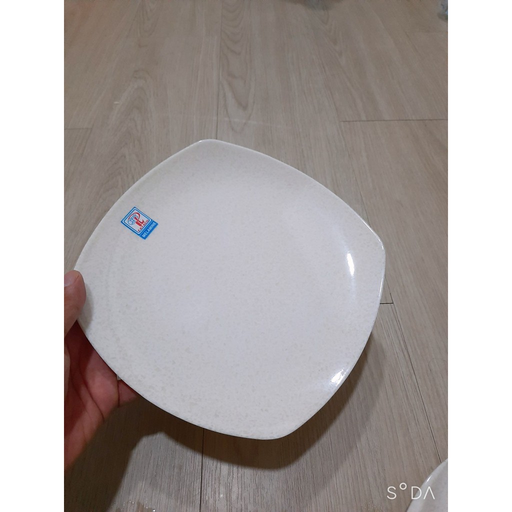 Đĩa Melamine Vân Đá Kem Vuông