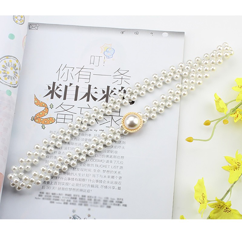 Thắt lưng nữ kiểu đính ngọc trai phong cách thanh lịch