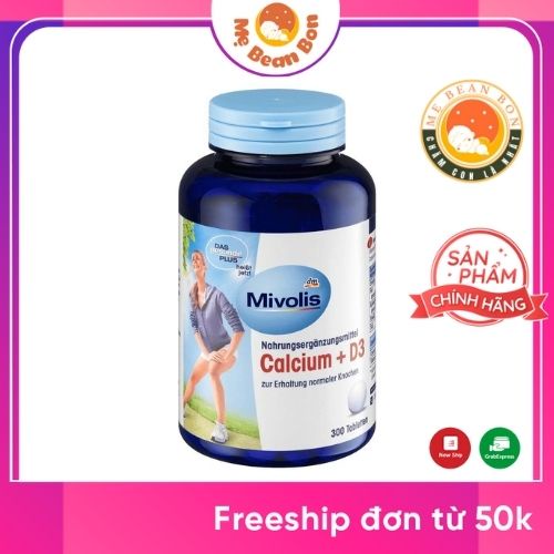 Canxi và vitamin D3 Mivolis Calcium D3 300 viên của Đức cho người lớn từ 18 tuổi hỗ trợ xương khớp, bổ sung canxi