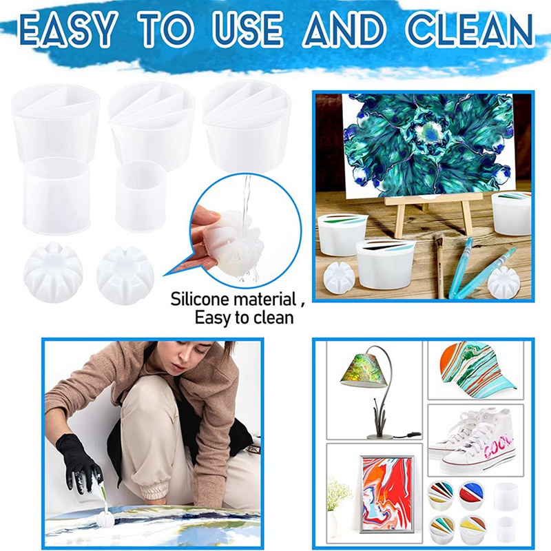 Bộ 8 Cốc Đổ Sơn Acrylic DIY Nhiều Kênh Tiện Dụng